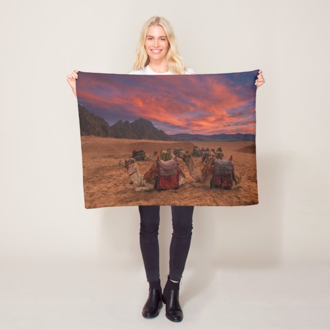 Deserts | Camels Sinai Mountains Egypt Fleece Blanket (In Situ)