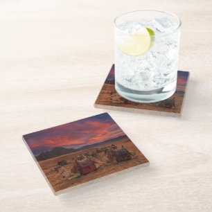 Deserts Camels Sinai Mountains Egypt Glass Coaster