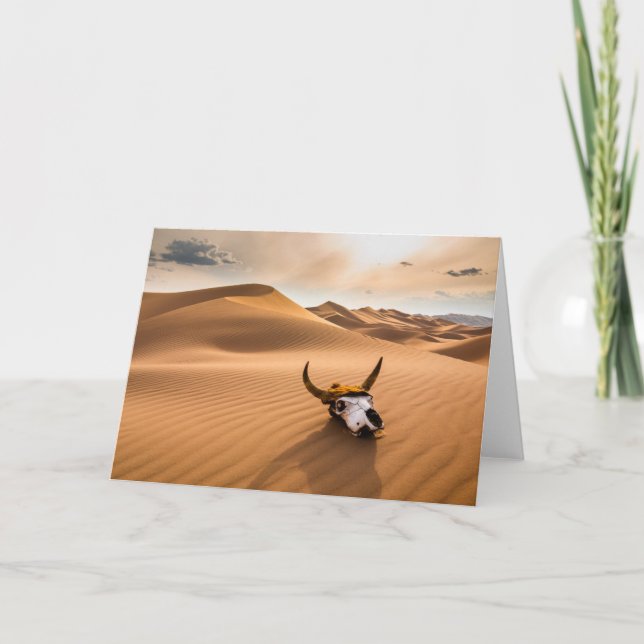 Deserts | Cow Skull Rippled Sand Dunes Card (Front)