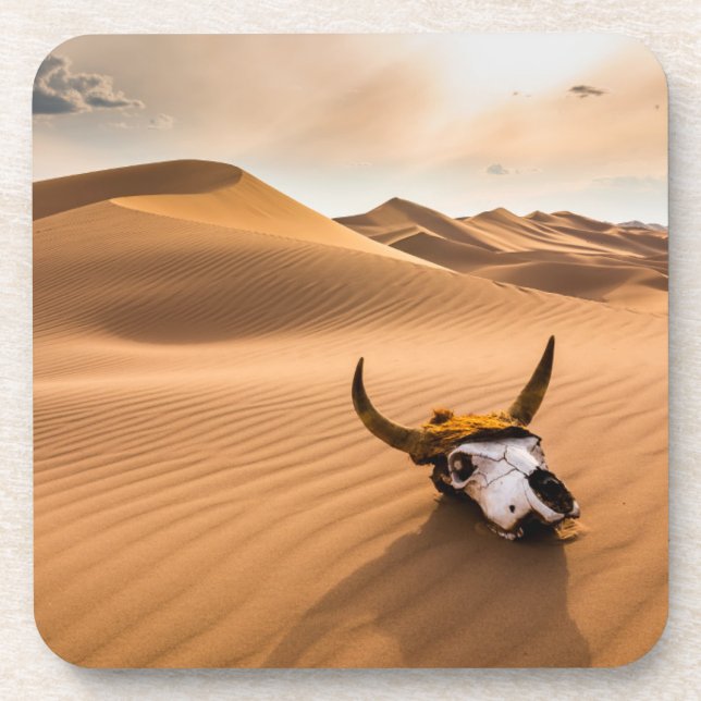 Deserts | Cow Skull Rippled Sand Dunes Coaster (Front)