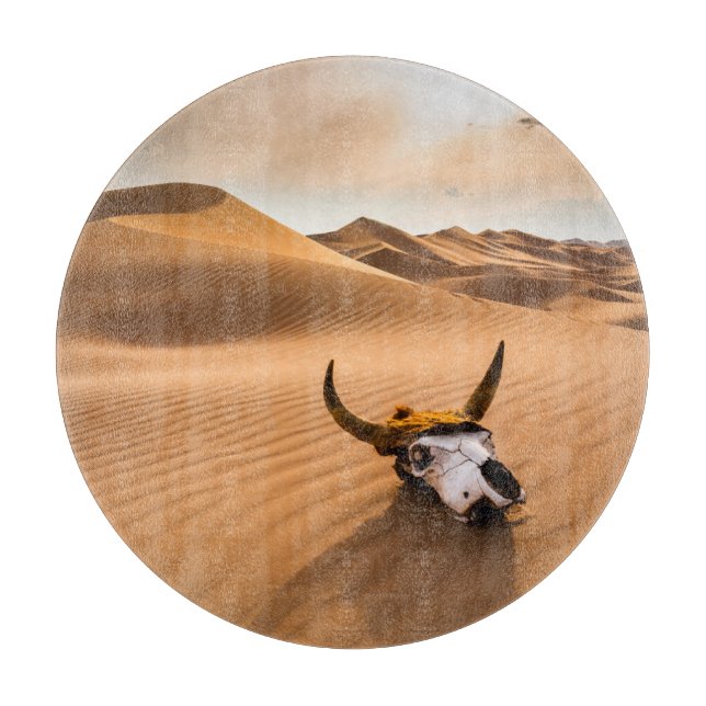Deserts | Cow Skull Rippled Sand Dunes Cutting Board (Front)
