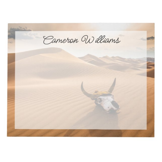 Deserts | Cow Skull Rippled Sand Dunes Notepad (Front)