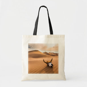 Deserts   Cow Skull Rippled Sand Dunes Tote Bag