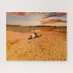 Deserts Desert with Cow Skull Jigsaw Puzzle