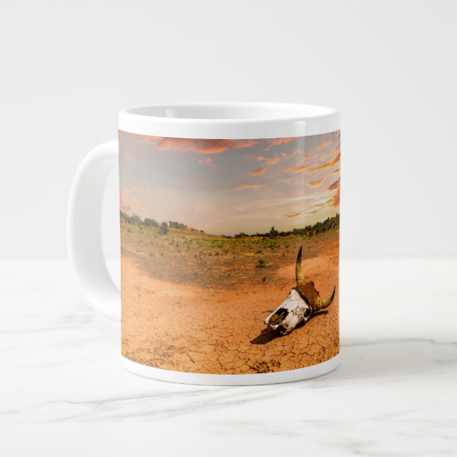 Deserts | Desert with Cow Skull Large Coffee Mug (Front Left)