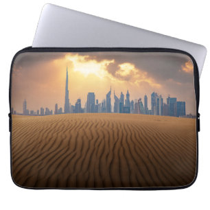 Deserts   Dubai's Skyline View from Sand Dune Laptop Sleeve