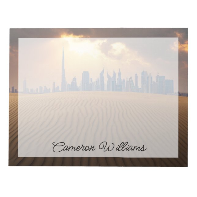 Deserts | Dubai's Skyline View from Sand Dune Notepad (Front)