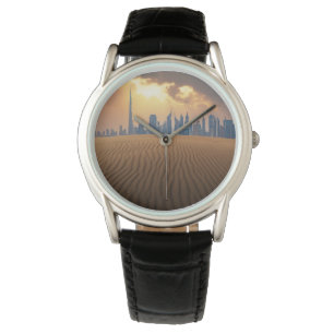 Deserts   Dubai's Skyline View from Sand Dune Watch