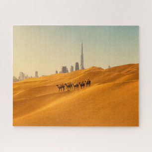 Deserts   Dubai's Skyline View with Camels Jigsaw Puzzle