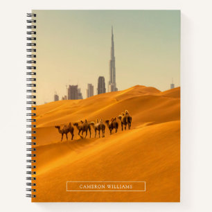 Deserts Dubai's Skyline View with Camels Notebook