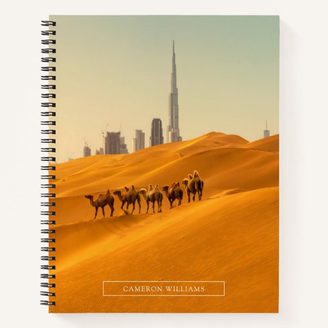 Deserts | Dubai's Skyline View with Camels Notebook (Front)