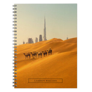 Deserts   Dubai's Skyline View with Camels Notebook