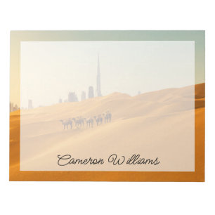 Deserts Dubai's Skyline View with Camels Notepad