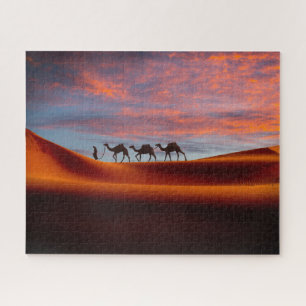 Deserts   Man & Camels in the Sand Dunes Jigsaw Puzzle