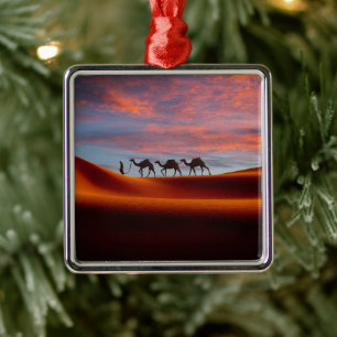 Deserts   Man & Camels in the Sand Dunes Metal Tree Decoration