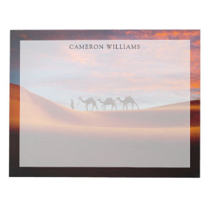 Deserts   Man & Camels in the Sand Dunes Notepad