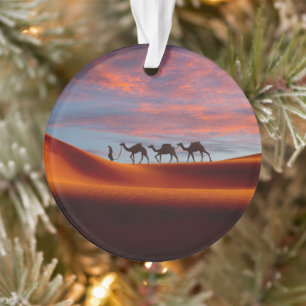 Deserts   Man & Camels in the Sand Dunes Ornament