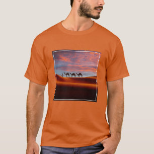 Deserts   Man & Camels in the Sand Dunes T-Shirt