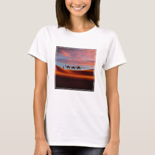 Deserts   Man & Camels in the Sand Dunes T-Shirt