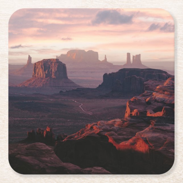 Deserts | Monument Valley Utah-Ariziona Square Paper Coaster (Front)