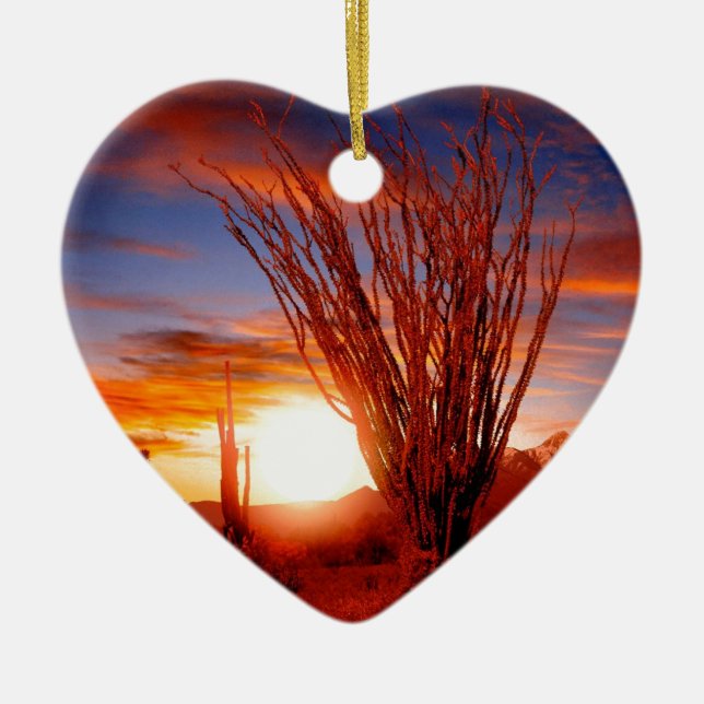 Deserts Ocotillo Sonora Arizona Ceramic Tree Decoration (Front)