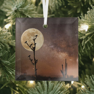 Deserts Saguaro Cactus With Birds in Desert Glass Tree Decoration