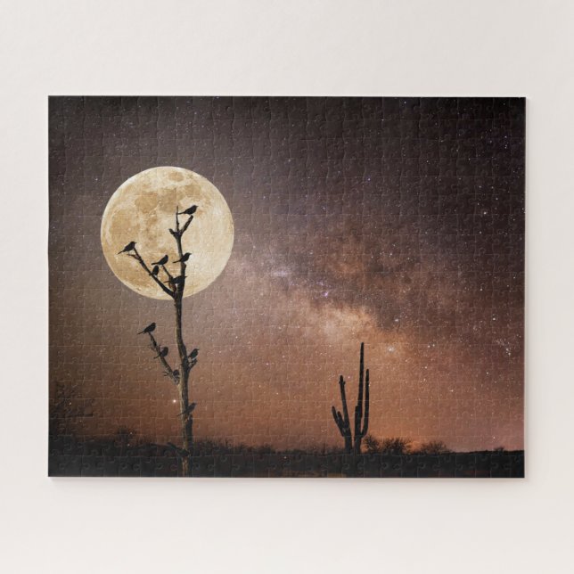 Deserts | Saguaro Cactus With Birds in Desert Jigsaw Puzzle (Horizontal)