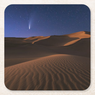 Deserts Sand Dune Galaxy Square Paper Coaster