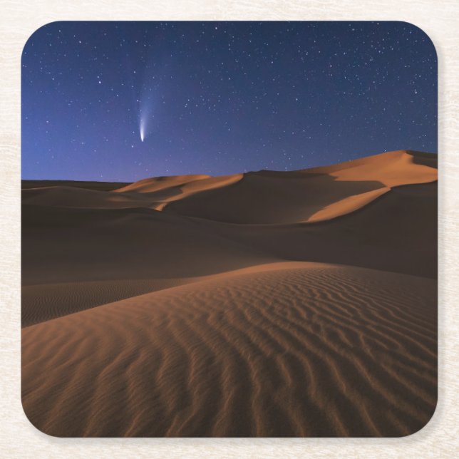 Deserts | Sand Dune Galaxy Square Paper Coaster (Front)
