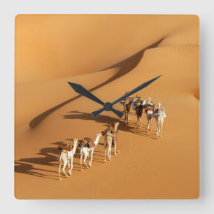 Deserts   Tuareg Walk with Camels Square Wall Clock
