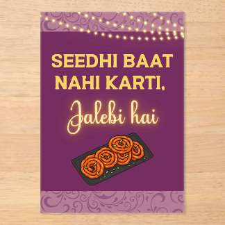 Desi Indian Pakistani Wedding Mehndi Food Sign Acrylic Invitations