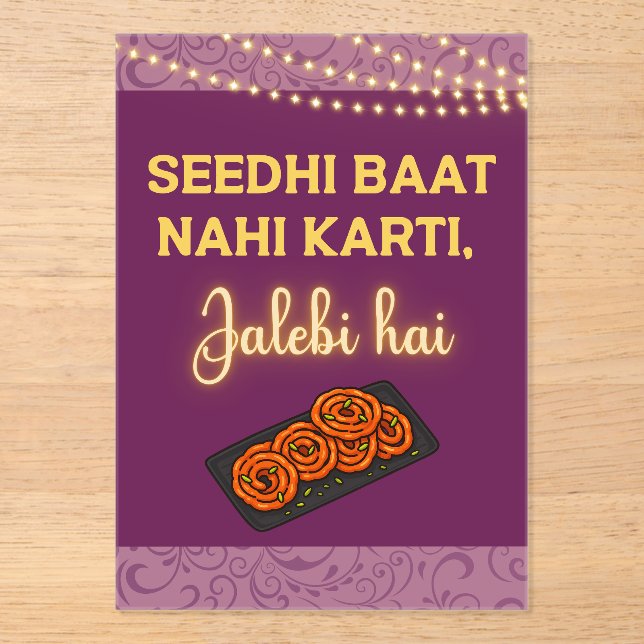 Desi Indian Pakistani Wedding Mehndi Food Sign Acrylic Invitations (Front)
