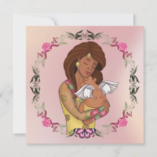 Desi mom holding her angel baby card
