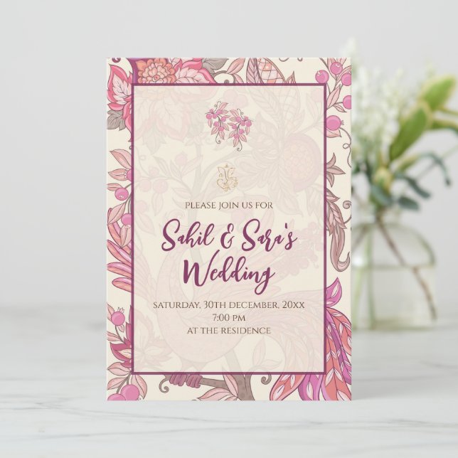 Desi Wedding card Indian Wedding invitation (Standing Front)