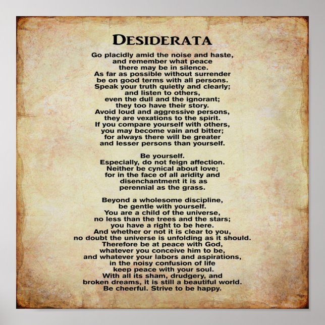 Desiderata 12 x 12 Art Print (Front)