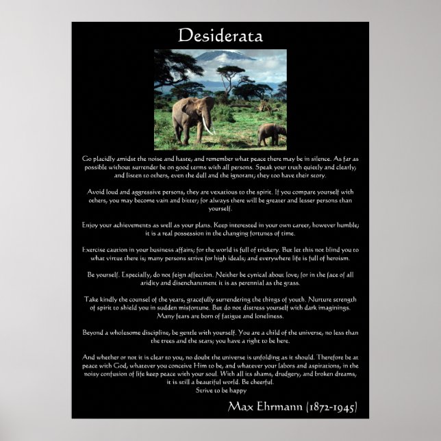 Desiderata a herd of elephants in africa Posters (Front)