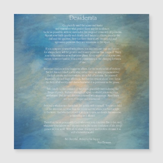 Desiderata Blue Background Magnet (Front)
