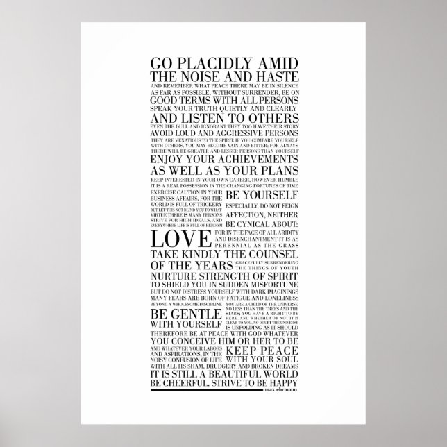 Desiderata by Max Ehrmann poster (Front)