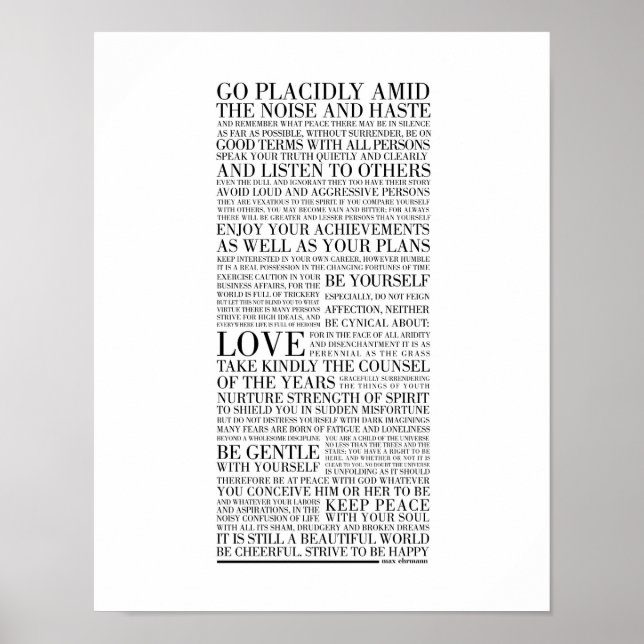 Desiderata by Max Ehrmann Poster (Front)