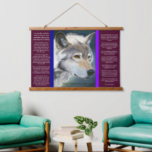 Desiderata by Max Ehrmann white wolf Hanging Tapestry