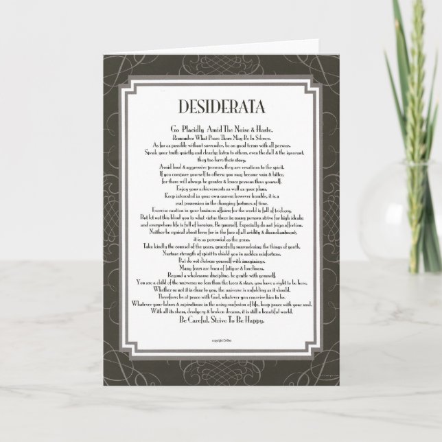 DESIDERATA Card (Front)