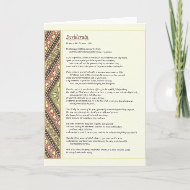 DESIDERATA Card (Front)