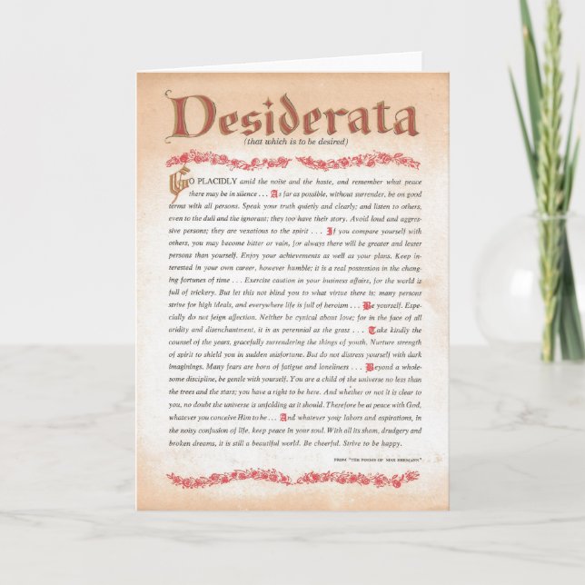 DESIDERATA Card (Front)