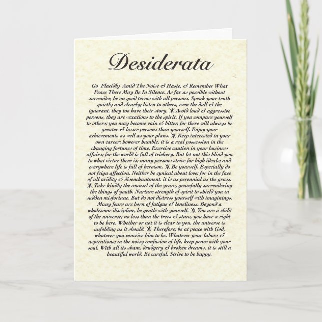 DESIDERATA Card (Front)