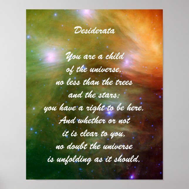 Desiderata Child of Universe Poster (Front)