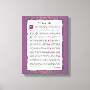 Desiderata - Choses désirées - poème Canvas Print