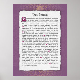 Desiderata - Choses désirées - poème Poster
