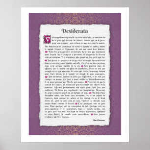Desiderata - Choses désirées - poème  Poster