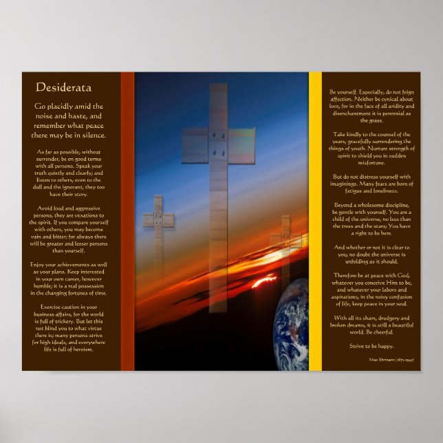 DESIDERATA Crosses Above Earth Posters (Front)