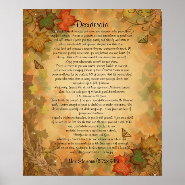 Desiderata "desired things" Autumn leaves Poster (Front)